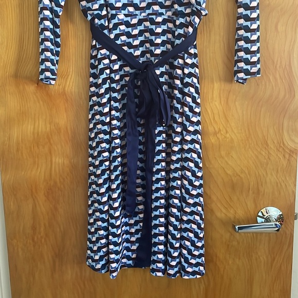 NWT Leota 2X Perfect Wrap Dress Knit Navy Print Long Sleeve - Picture 7 of 8